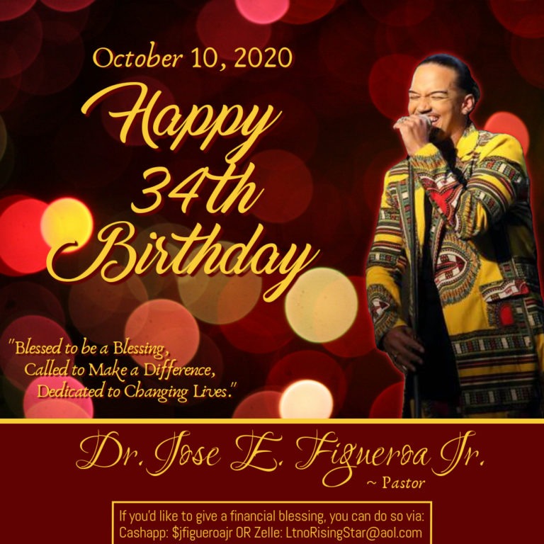 Celebratory birthday graphic for Dr. Jose E. Figueroa Jr., featuring colorful bokeh effects
