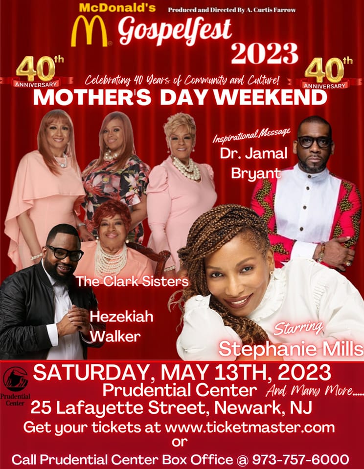 Promotional poster for McDonald's 40th Gospelfest, celebrating community and culture on Mother's Day weekend