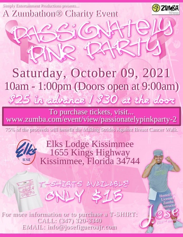 Zumbathon® charity event "Passionately Pink Party" on October 9, 2021, in Kissimmee, Florida